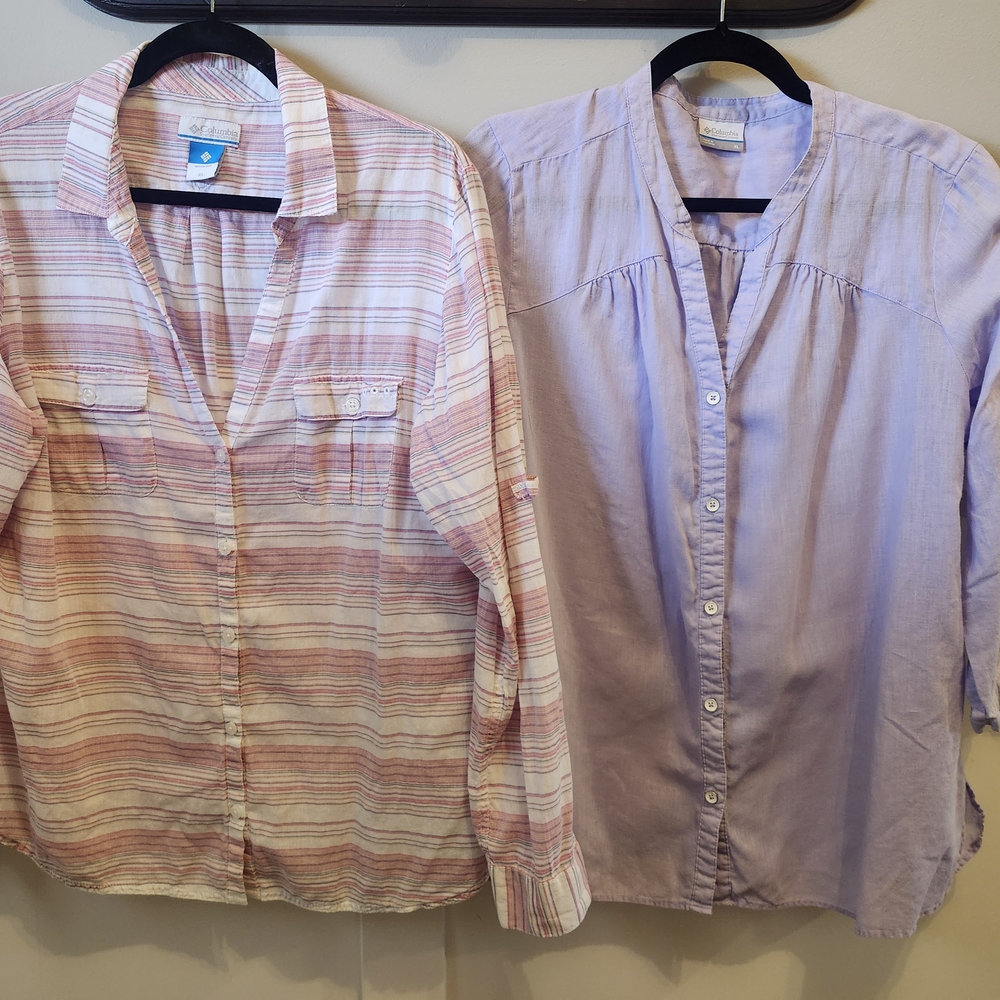 Columbia- Striped and Solid Button-Up Shirts Size XL Purple